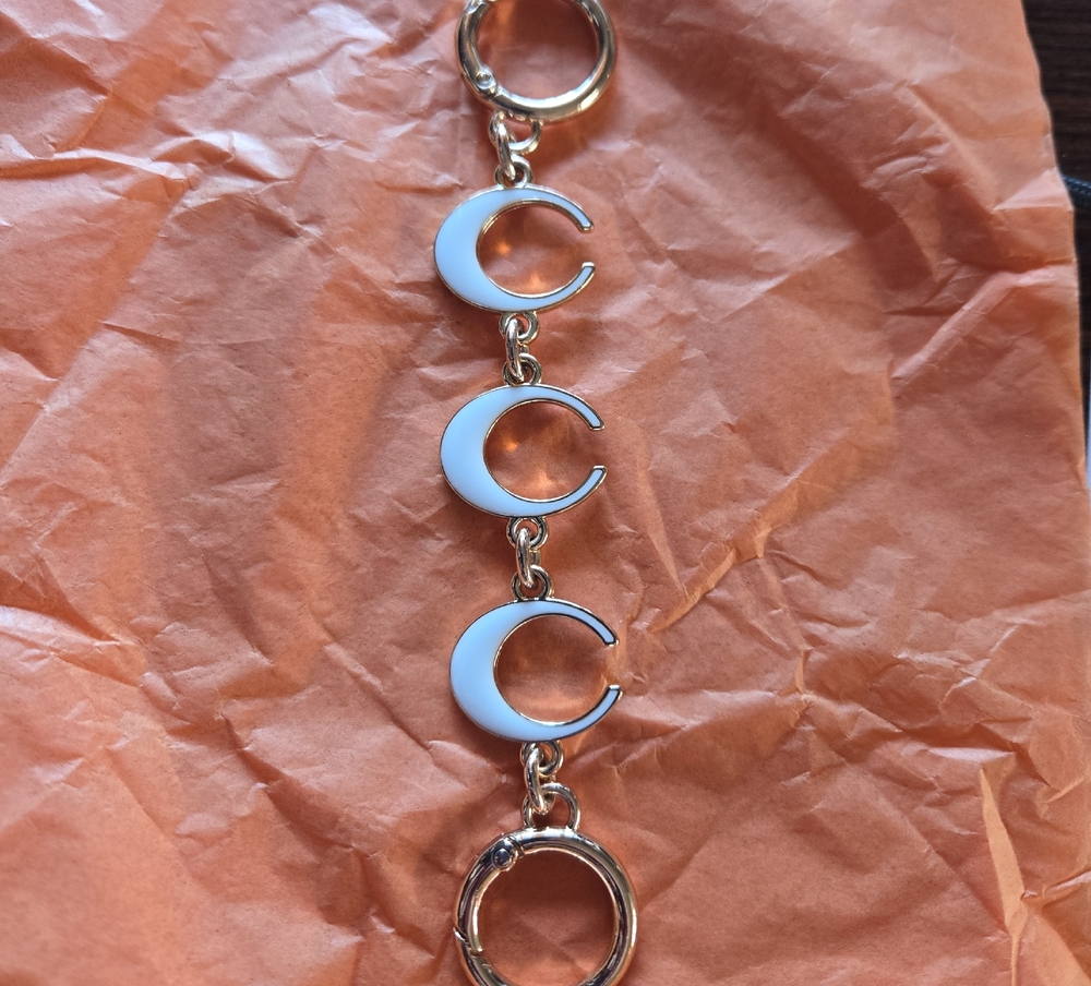 Gold and White Letter C Bag Charm/Extender.